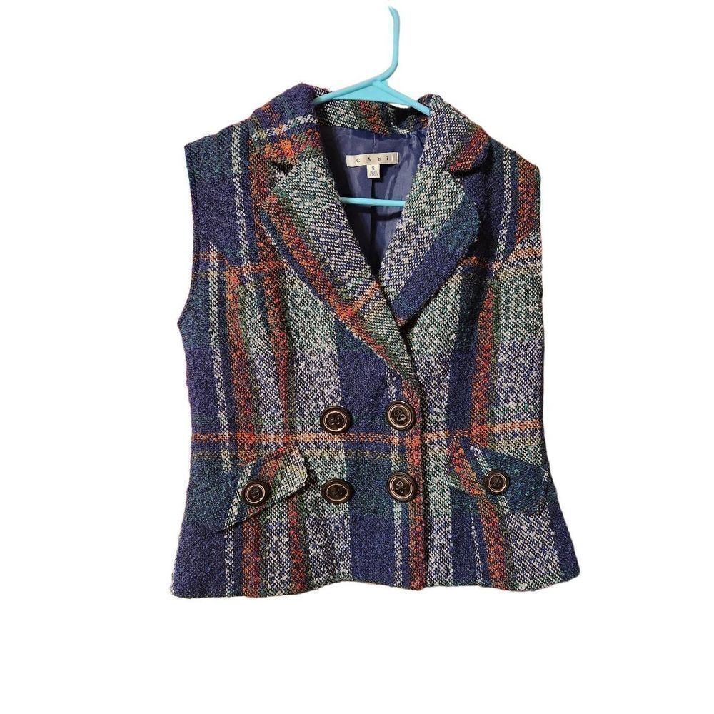 Cabi S vest top green blue red polyester